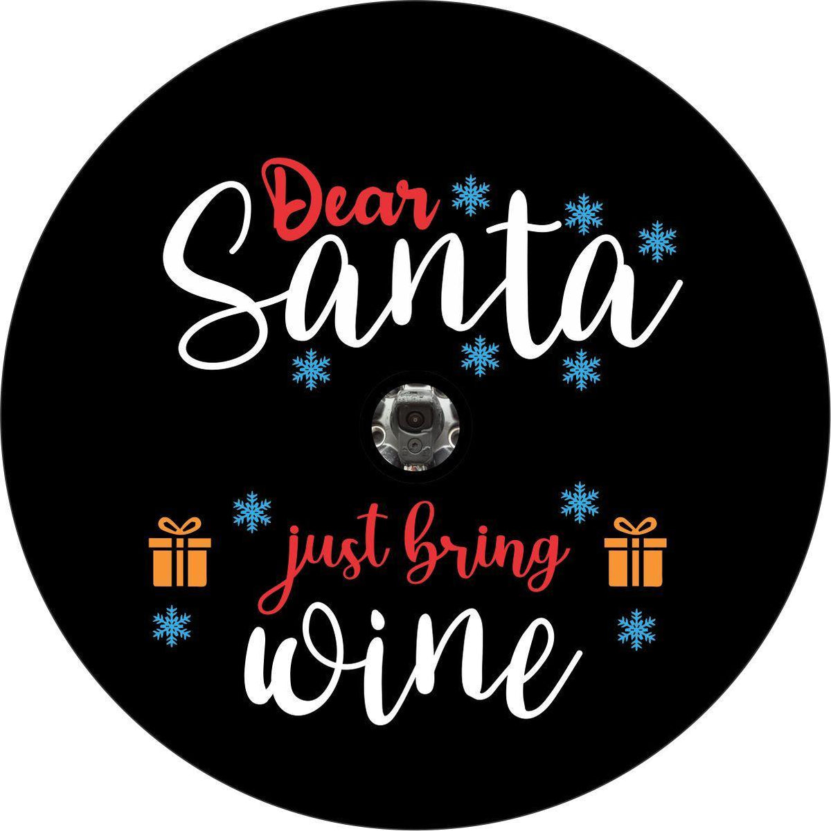 Dear Santa Just Bring Wine - Spare Tire Cover for Jeep, Bronco, RV, Camper, & More-duckduckjeep-offroad-wrangler-gladiator-3d-jeep duck-custom duck-Jeep-The Quacktory-Fun Jeep Ducks-Ducks4Jeep