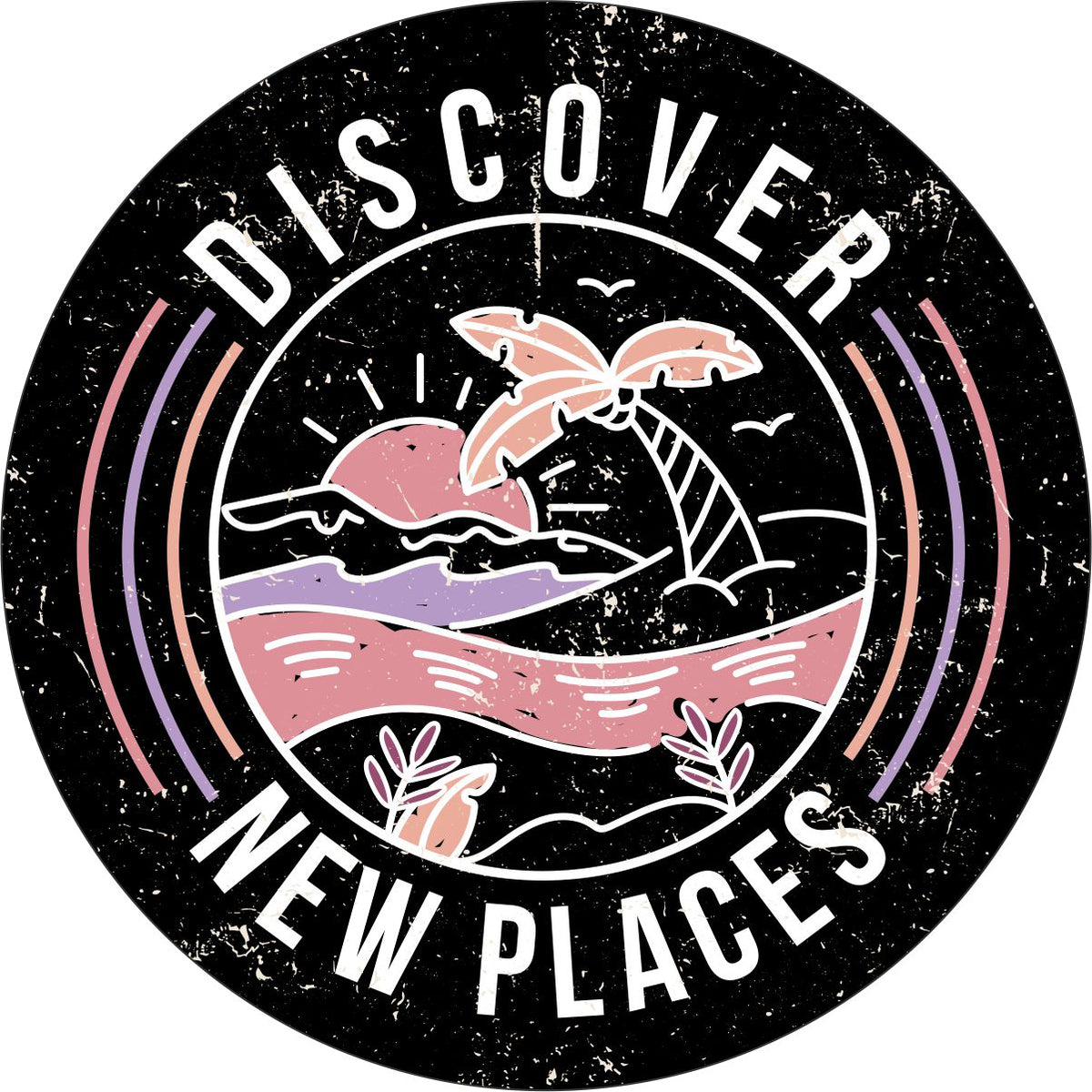Discover New Places Retro Beach Spare Tire Cover-duckduckjeep-offroad-wrangler-gladiator-3d-jeep duck-custom duck-Jeep-The Quacktory-Fun Jeep Ducks-Ducks4Jeep