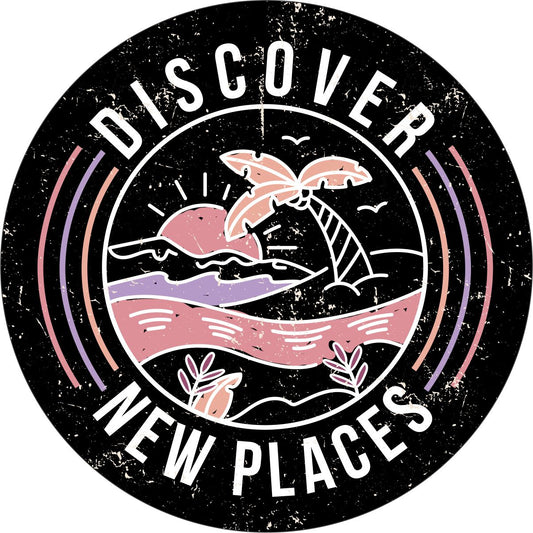 Discover New Places Retro Beach Spare Tire Cover-duckduckjeep-offroad-wrangler-gladiator-3d-jeep duck-custom duck-Jeep-The Quacktory-Fun Jeep Ducks-Ducks4Jeep