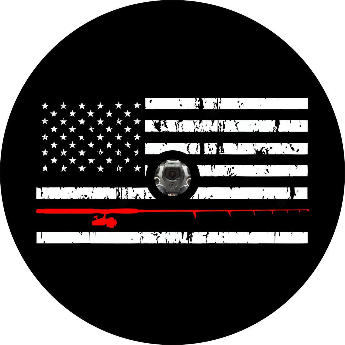 Distressed American Flag Fishing Pole (ANY COLOR)-duckduckjeep-offroad-wrangler-gladiator-3d-jeep duck-custom duck-Jeep-The Quacktory-Fun Jeep Ducks-Ducks4Jeep