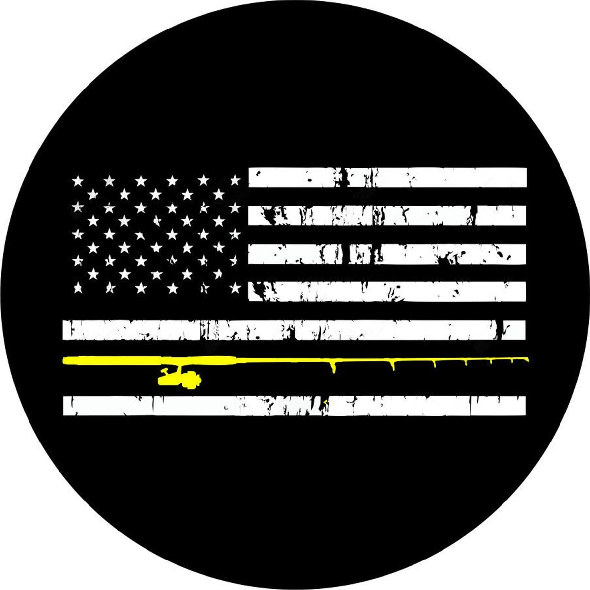 Distressed American Flag Fishing Pole (ANY COLOR)-duckduckjeep-offroad-wrangler-gladiator-3d-jeep duck-custom duck-Jeep-The Quacktory-Fun Jeep Ducks-Ducks4Jeep