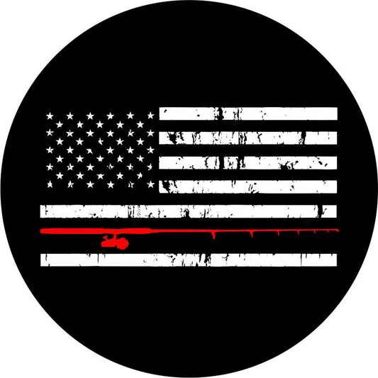 Distressed American Flag Fishing Pole (ANY COLOR)-duckduckjeep-offroad-wrangler-gladiator-3d-jeep duck-custom duck-Jeep-The Quacktory-Fun Jeep Ducks-Ducks4Jeep