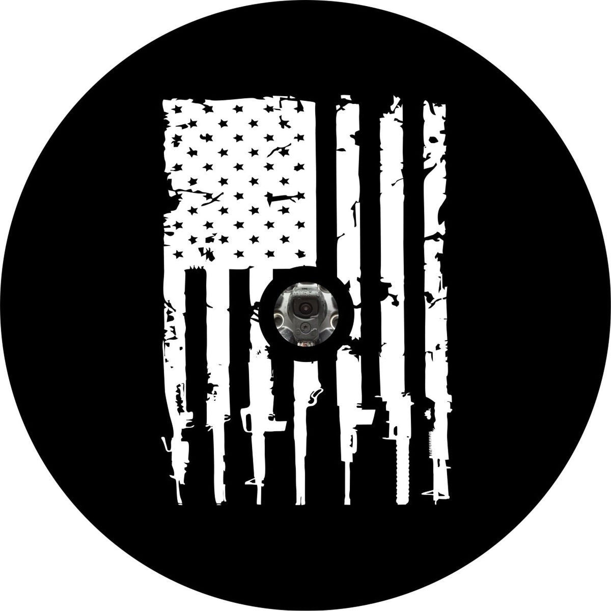 Distressed American Flag + Guns Design (ANY COLOR)-duckduckjeep-offroad-wrangler-gladiator-3d-jeep duck-custom duck-Jeep-The Quacktory-Fun Jeep Ducks-Ducks4Jeep