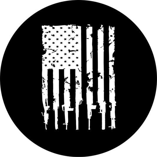 Distressed American Flag + Guns Design (ANY COLOR)-duckduckjeep-offroad-wrangler-gladiator-3d-jeep duck-custom duck-Jeep-The Quacktory-Fun Jeep Ducks-Ducks4Jeep