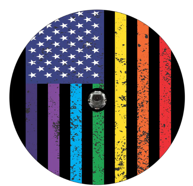 Distressed Pride Rainbow American Flag Spare Tire Cover-duckduckjeep-offroad-wrangler-gladiator-3d-jeep duck-custom duck-Jeep-The Quacktory-Fun Jeep Ducks-Ducks4Jeep