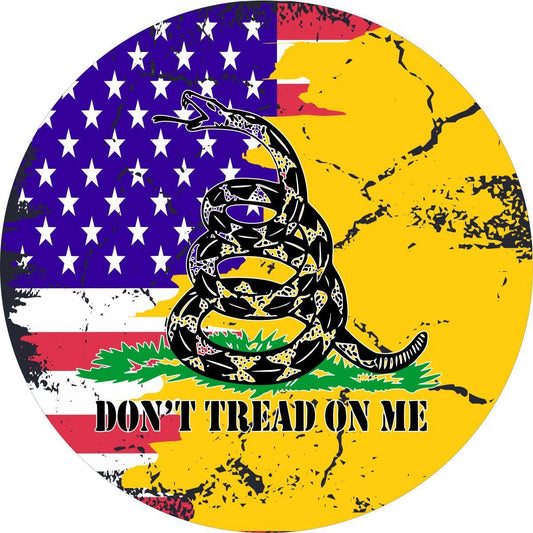 Don't Tread on Me Flag with the American Flag Spare Tire Cover for Jeep, Bronco, RV, Camper, Trailer, & More-duckduckjeep-offroad-wrangler-gladiator-3d-jeep duck-custom duck-Jeep-The Quacktory-Fun Jeep Ducks-Ducks4Jeep
