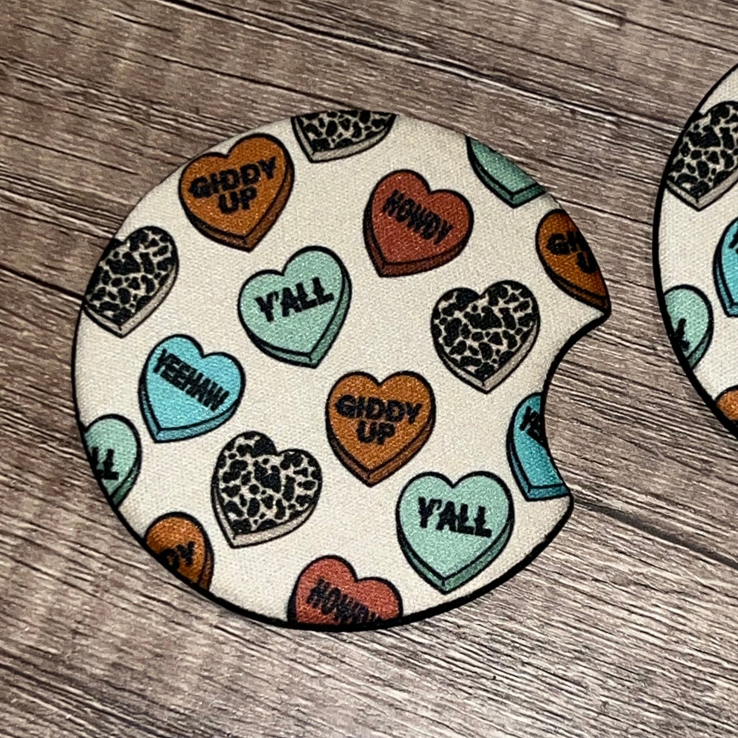 Country Western Valentine Car Coasters