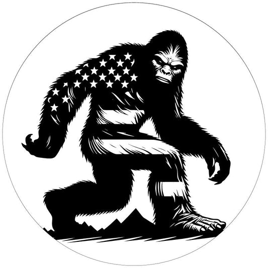 Fierce American Flag Sasquatch Spare Tire Cover â€¢ Made To Order For Bronco, Jeep, RV, Camper, Trailers, & More-duckduckjeep-offroad-wrangler-gladiator-3d-jeep duck-custom duck-Jeep-The Quacktory-Fun Jeep Ducks-Ducks4Jeep