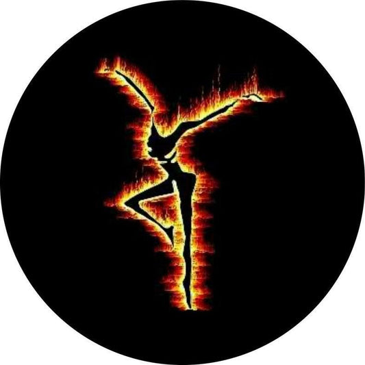 Fire Dancer Logo Dave Matthews Band Spare Tire Cover for Jeep, Bronco, RV, Campers, Vans, & More-duckduckjeep-offroad-wrangler-gladiator-3d-jeep duck-custom duck-Jeep-The Quacktory-Fun Jeep Ducks-Ducks4Jeep
