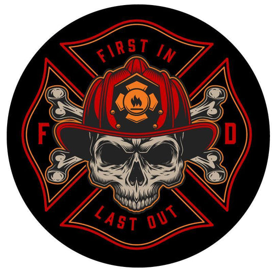 Firefighter Skull Spare Tire Cover for Jeep, RV, Camper, Bronco & More-duckduckjeep-offroad-wrangler-gladiator-3d-jeep duck-custom duck-Jeep-The Quacktory-Fun Jeep Ducks-Ducks4Jeep