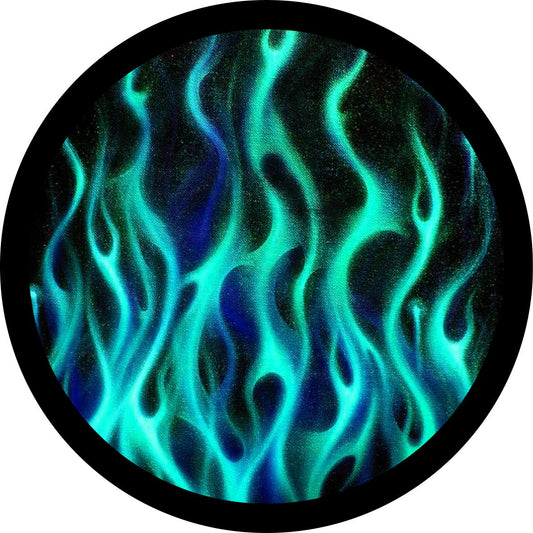 Flames - Teal/Turquoise Spare Tire Cover-duckduckjeep-offroad-wrangler-gladiator-3d-jeep duck-custom duck-Jeep-The Quacktory-Fun Jeep Ducks-Ducks4Jeep