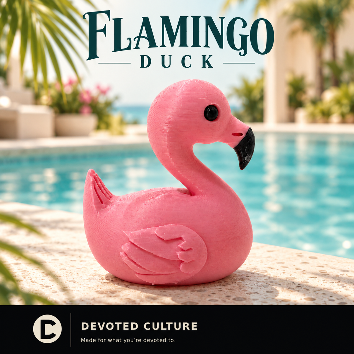 Flamingo Duck – Pink Tropical Figurine-duckduckjeep-offroad-wrangler-gladiator-3d-jeep duck-custom duck-Jeep-The Quacktory-Fun Jeep Ducks-Ducks4Jeep