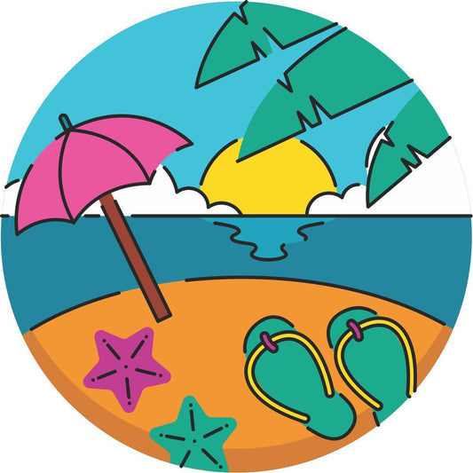 Flip Flops on the Beach Spare Tire Cover for Jeep, Bronco, RV, Camper, & More-duckduckjeep-offroad-wrangler-gladiator-3d-jeep duck-custom duck-Jeep-The Quacktory-Fun Jeep Ducks-Ducks4Jeep