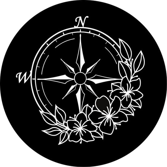 Flower/Floral Compass Spare Tire Cover-duckduckjeep-offroad-wrangler-gladiator-3d-jeep duck-custom duck-Jeep-The Quacktory-Fun Jeep Ducks-Ducks4Jeep