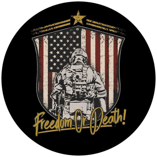 Freedom or Death Soldier + American Flag Spare Tire Cover-duckduckjeep-offroad-wrangler-gladiator-3d-jeep duck-custom duck-Jeep-The Quacktory-Fun Jeep Ducks-Ducks4Jeep