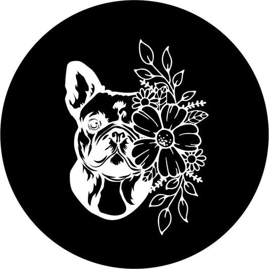 French Bulldog Flower/Floral Spare Tire Cover-duckduckjeep-offroad-wrangler-gladiator-3d-jeep duck-custom duck-Jeep-The Quacktory-Fun Jeep Ducks-Ducks4Jeep