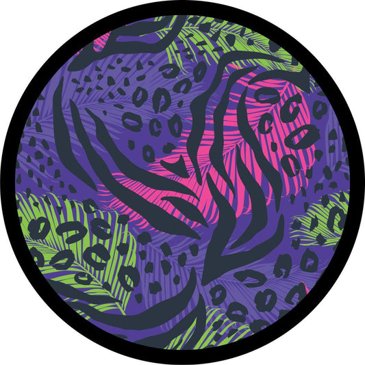 Funky Purple Leopard Cheetah Palm Frond Print-duckduckjeep-offroad-wrangler-gladiator-3d-jeep duck-custom duck-Jeep-The Quacktory-Fun Jeep Ducks-Ducks4Jeep