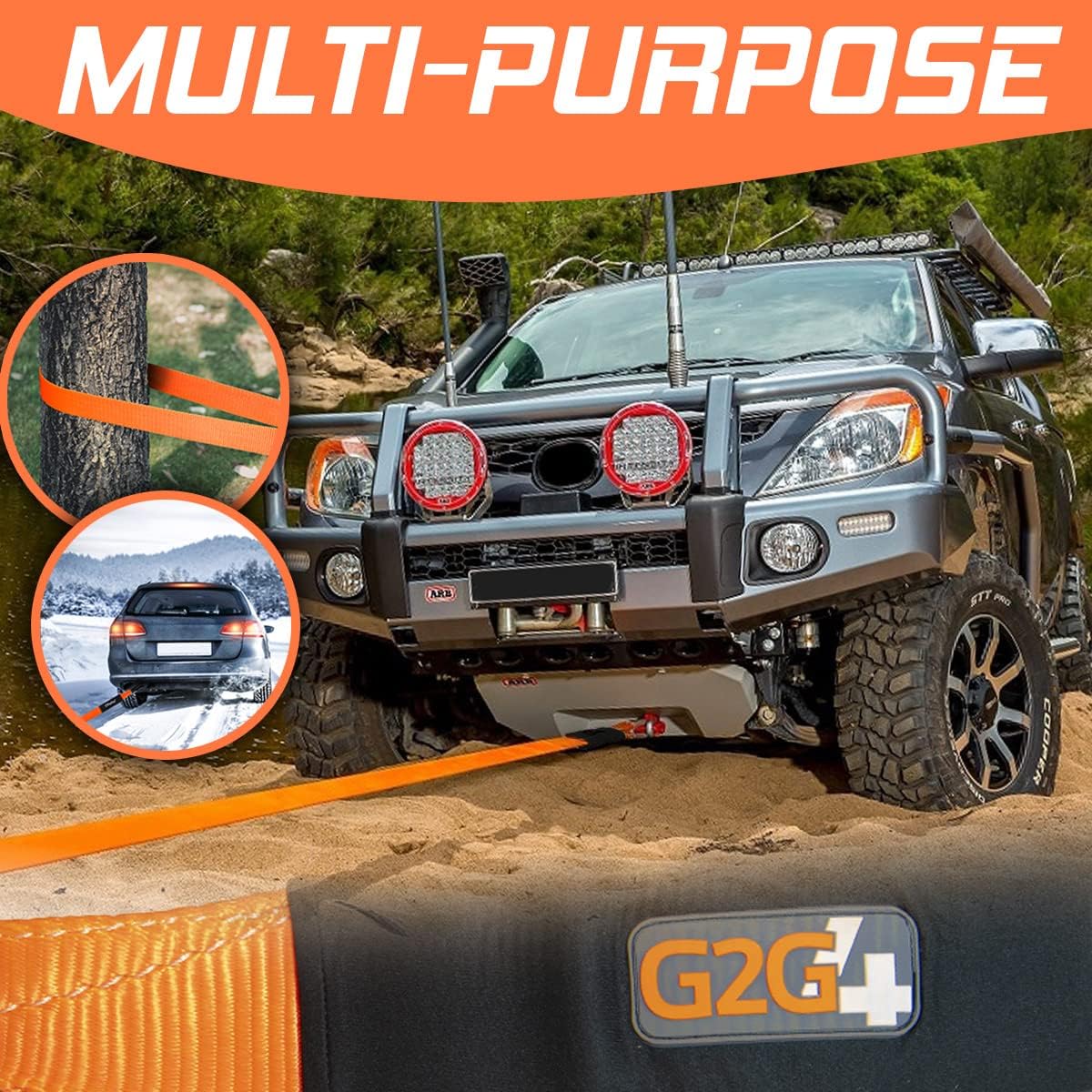 G2G4 Looped Tow Strap 20ft x 3" 35,000 LB Break Strength Off-Road Recovery 4WD-duckduckjeep-offroad-wrangler-gladiator-3d-jeep duck-custom duck-Jeep-The Quacktory-Fun Jeep Ducks-Ducks4Jeep