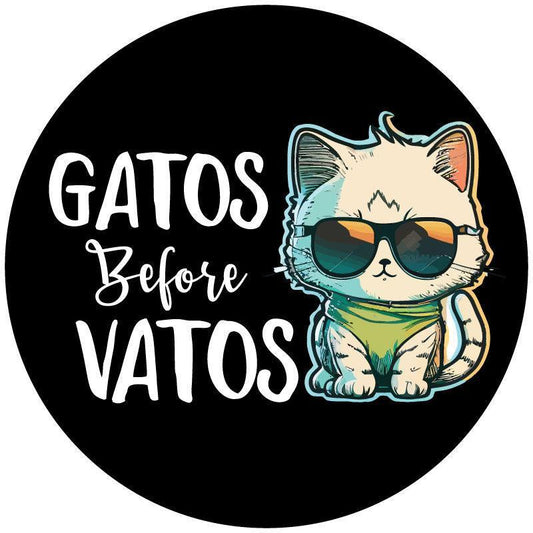 Gatos Before Vatos - Cute & Funny Spare Tire Cover - Jeep, RV, Bronco, Trailer, Camper, & More-duckduckjeep-offroad-wrangler-gladiator-3d-jeep duck-custom duck-Jeep-The Quacktory-Fun Jeep Ducks-Ducks4Jeep
