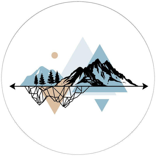 Geometric & Linear Mountain Landscape Spare Tire Cover for Camper, RV, Jeep, Bronco, Van-duckduckjeep-offroad-wrangler-gladiator-3d-jeep duck-custom duck-Jeep-The Quacktory-Fun Jeep Ducks-Ducks4Jeep
