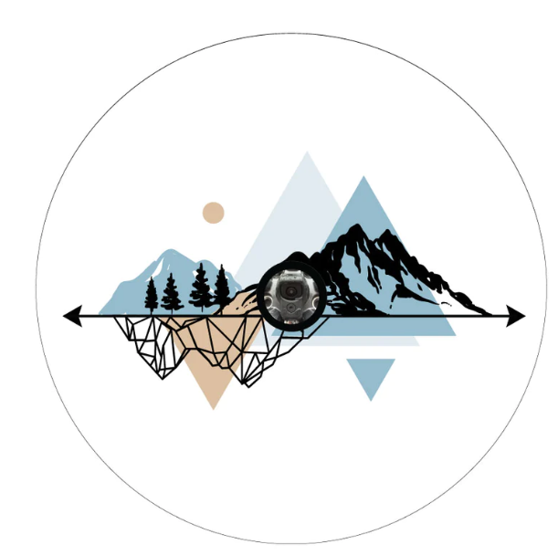 Geometric Linear Mountain Landscape White Spare Tire Cover-duckduckjeep-offroad-wrangler-gladiator-3d-jeep duck-custom duck-Jeep-The Quacktory-Fun Jeep Ducks-Ducks4Jeep