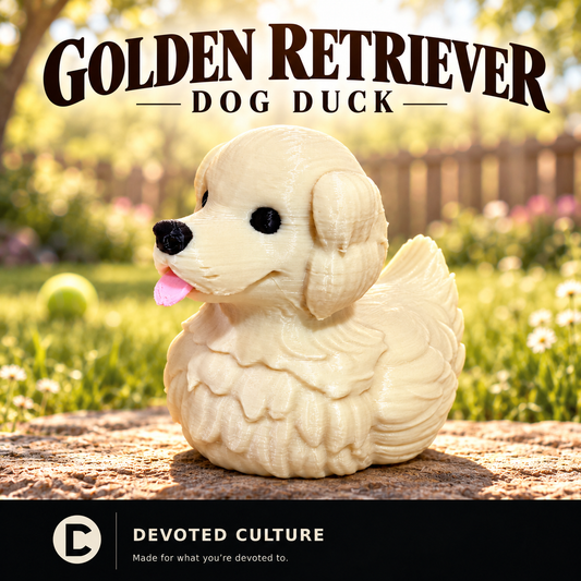 Golden Retriever Dog Duck Figurine-duckduckjeep-offroad-wrangler-gladiator-3d-jeep duck-custom duck-Jeep-The Quacktory-Fun Jeep Ducks-Ducks4Jeep