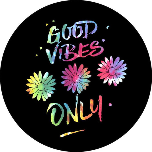 Good Vibes Only Quote with Floral Tie-Dye Design-duckduckjeep-offroad-wrangler-gladiator-3d-jeep duck-custom duck-Jeep-The Quacktory-Fun Jeep Ducks-Ducks4Jeep