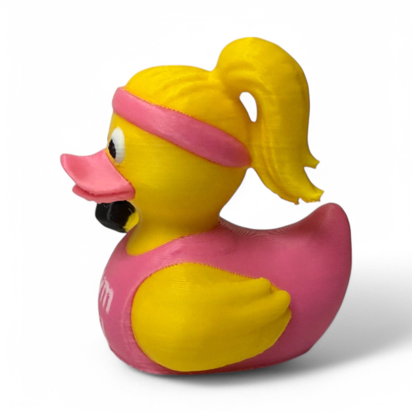 Gym Girl Duck – 3D-Printed Fitness Duck with Headband, Dumbbell & Sass