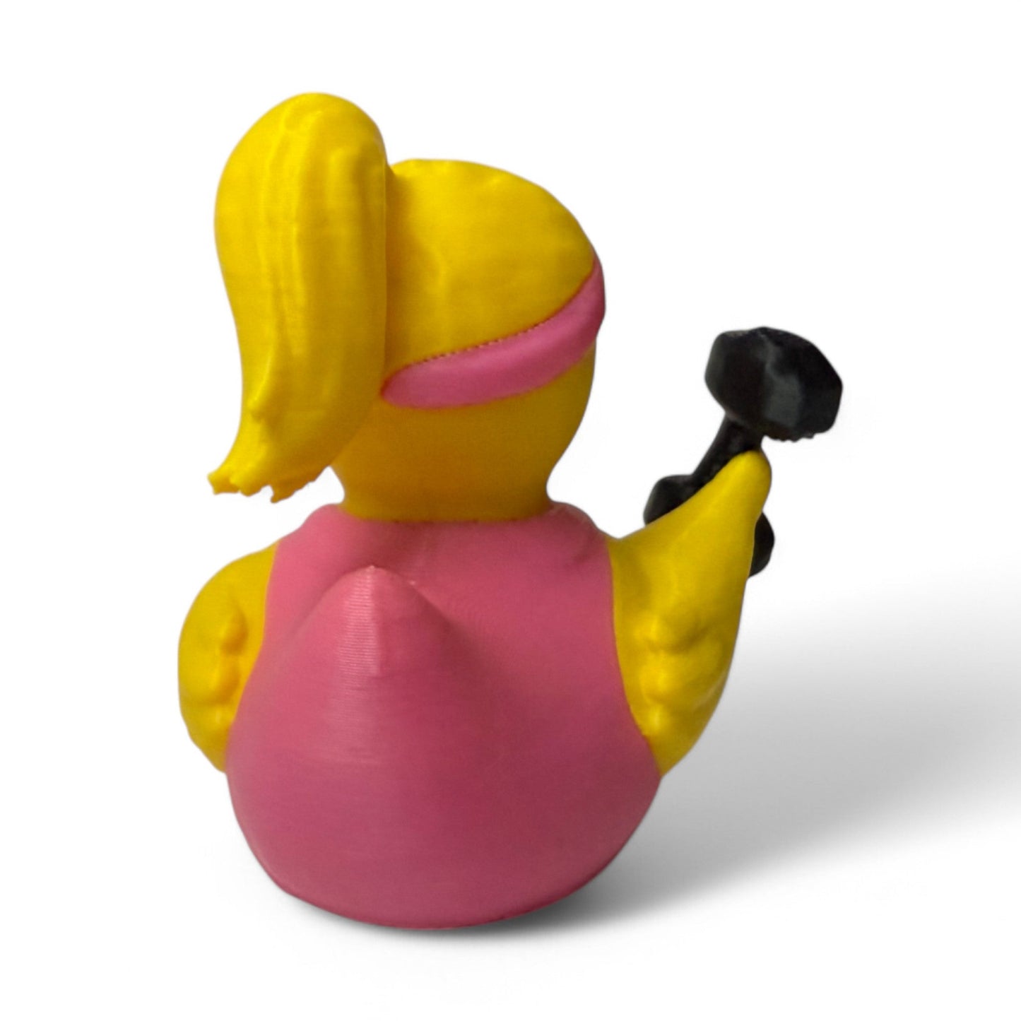 Gym Girl Duck – 3D-Printed Fitness Duck with Headband, Dumbbell & Sass