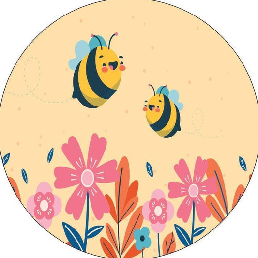 Happy Bees with Flowers Spare Tire Cover for Jeep, RV, Campers, and More-duckduckjeep-offroad-wrangler-gladiator-3d-jeep duck-custom duck-Jeep-The Quacktory-Fun Jeep Ducks-Ducks4Jeep