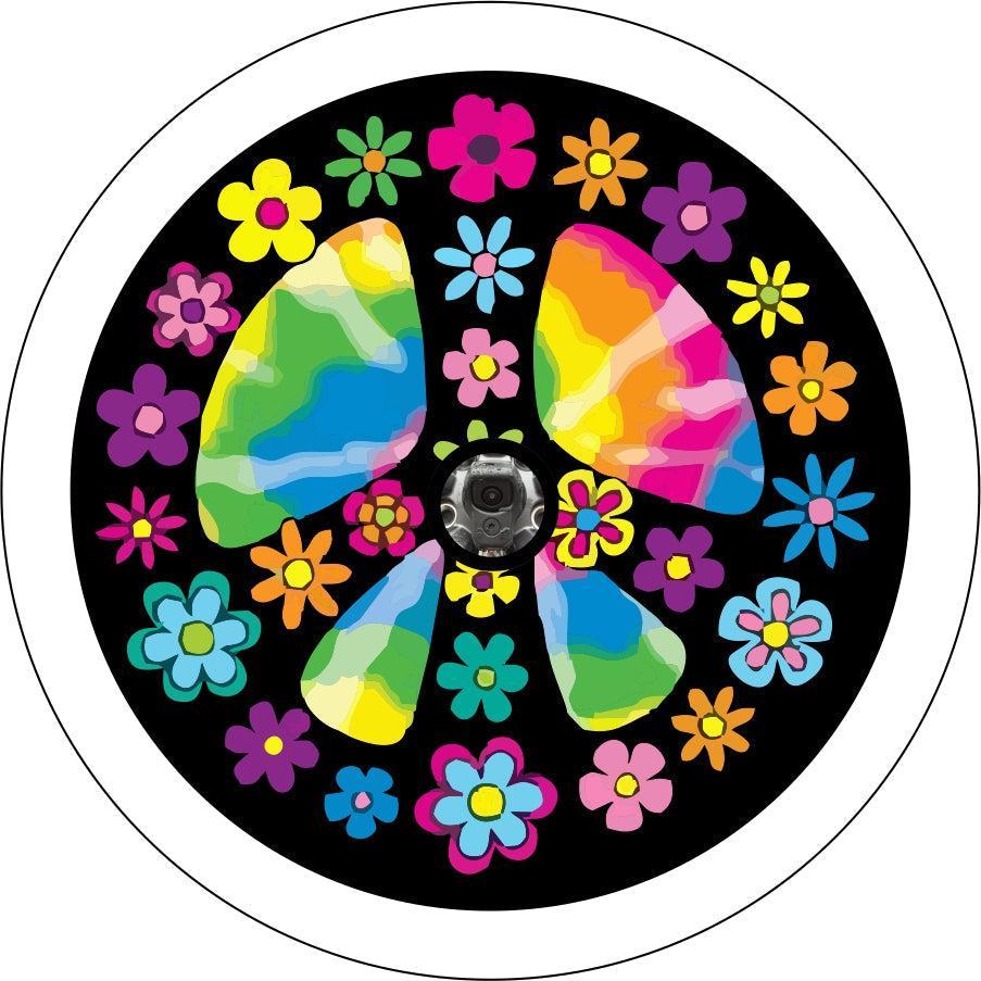Hippie Style Peace Sign Flower Tie Dye-duckduckjeep-offroad-wrangler-gladiator-3d-jeep duck-custom duck-Jeep-The Quacktory-Fun Jeep Ducks-Ducks4Jeep