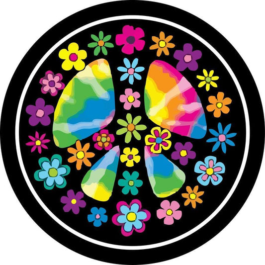 Hippie Style Peace Sign Flower Tie Dye-duckduckjeep-offroad-wrangler-gladiator-3d-jeep duck-custom duck-Jeep-The Quacktory-Fun Jeep Ducks-Ducks4Jeep