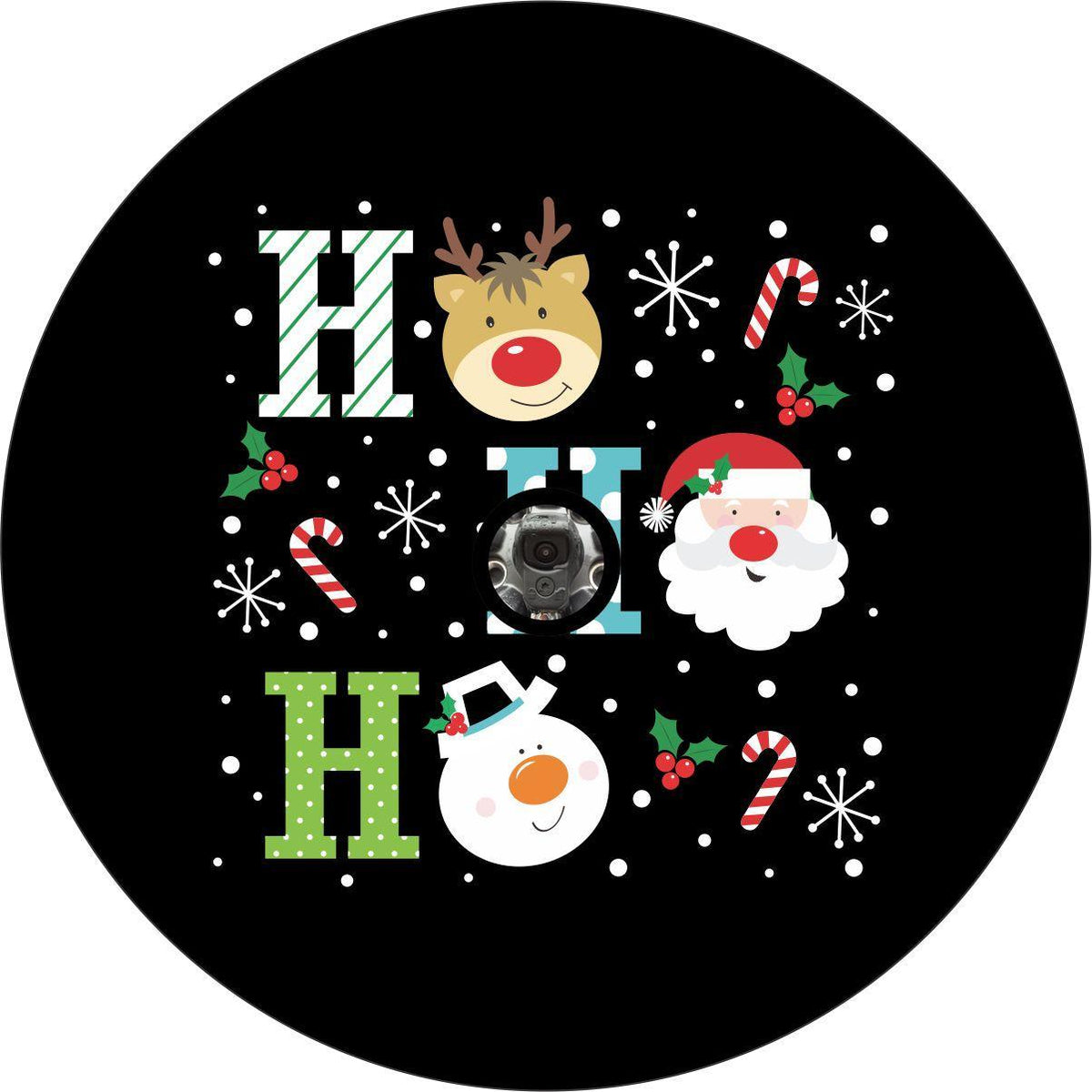 Ho Ho Ho Santa, Frosty, Rudolph Spare Tire Cover for Jeep, Bronco, RV, Camper & More-duckduckjeep-offroad-wrangler-gladiator-3d-jeep duck-custom duck-Jeep-The Quacktory-Fun Jeep Ducks-Ducks4Jeep