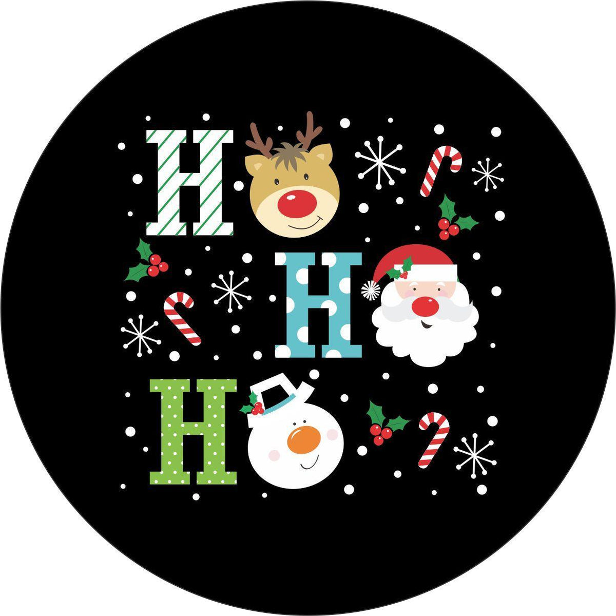 Ho Ho Ho Santa, Frosty, Rudolph Spare Tire Cover for Jeep, Bronco, RV, Camper & More-duckduckjeep-offroad-wrangler-gladiator-3d-jeep duck-custom duck-Jeep-The Quacktory-Fun Jeep Ducks-Ducks4Jeep