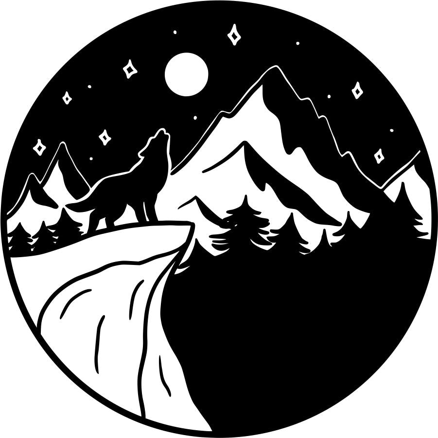 Howl At The Moon Mountainside Tire Cover for Jeep, Bronco RV & More-duckduckjeep-offroad-wrangler-gladiator-3d-jeep duck-custom duck-Jeep-The Quacktory-Fun Jeep Ducks-Ducks4Jeep