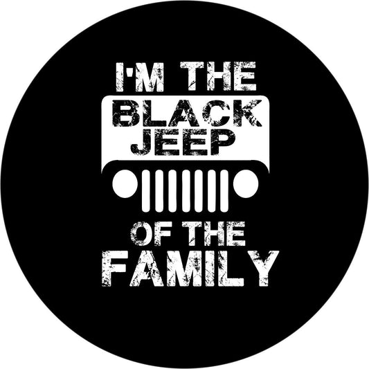 I'm the Black Jeep of the Family - Jeep Spare Tire Cover Design - Made in USA-duckduckjeep-offroad-wrangler-gladiator-3d-jeep duck-custom duck-Jeep-The Quacktory-Fun Jeep Ducks-Ducks4Jeep