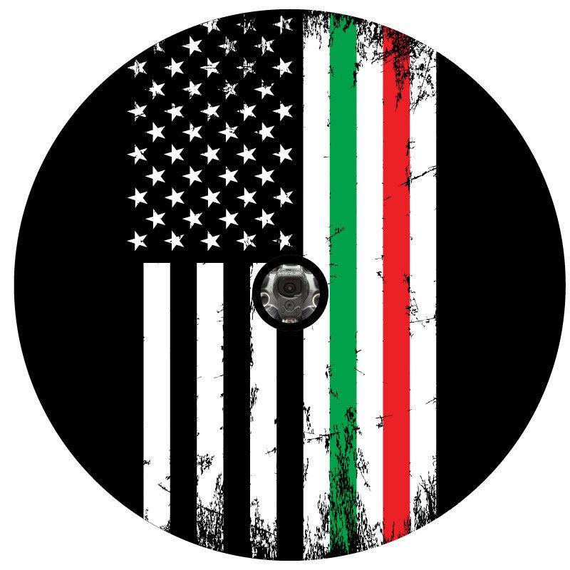 Italian American Thin Line Rustic Flag Spare Tire Cover-duckduckjeep-offroad-wrangler-gladiator-3d-jeep duck-custom duck-Jeep-The Quacktory-Fun Jeep Ducks-Ducks4Jeep
