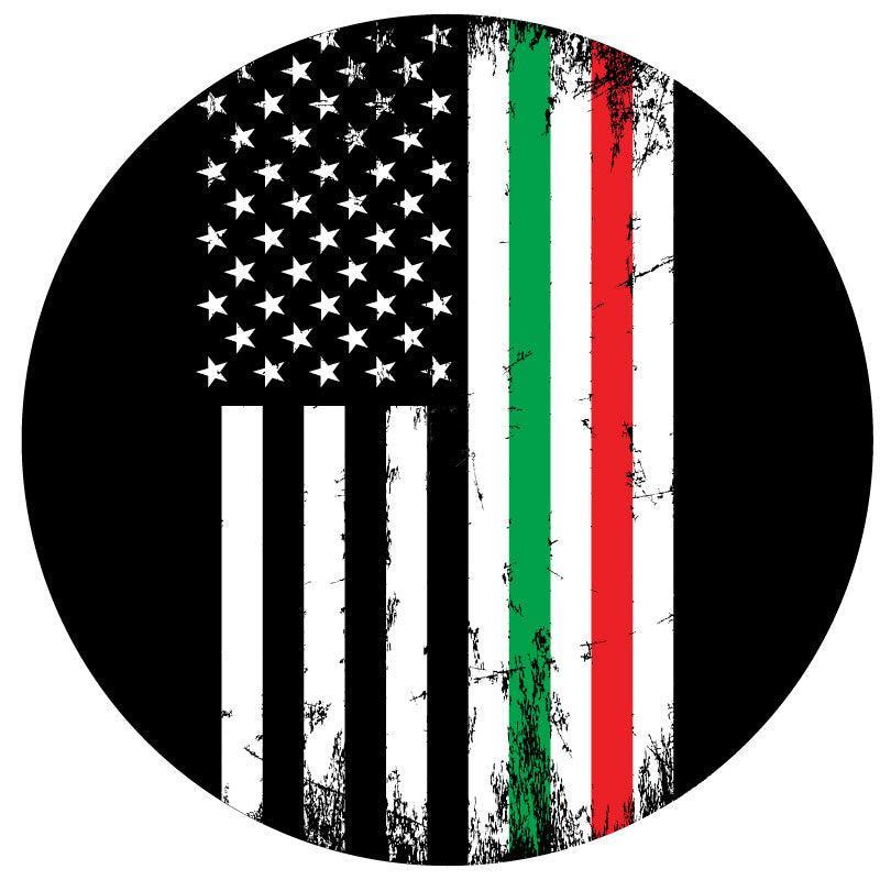 Italian American Thin Line Rustic Flag Spare Tire Cover-duckduckjeep-offroad-wrangler-gladiator-3d-jeep duck-custom duck-Jeep-The Quacktory-Fun Jeep Ducks-Ducks4Jeep