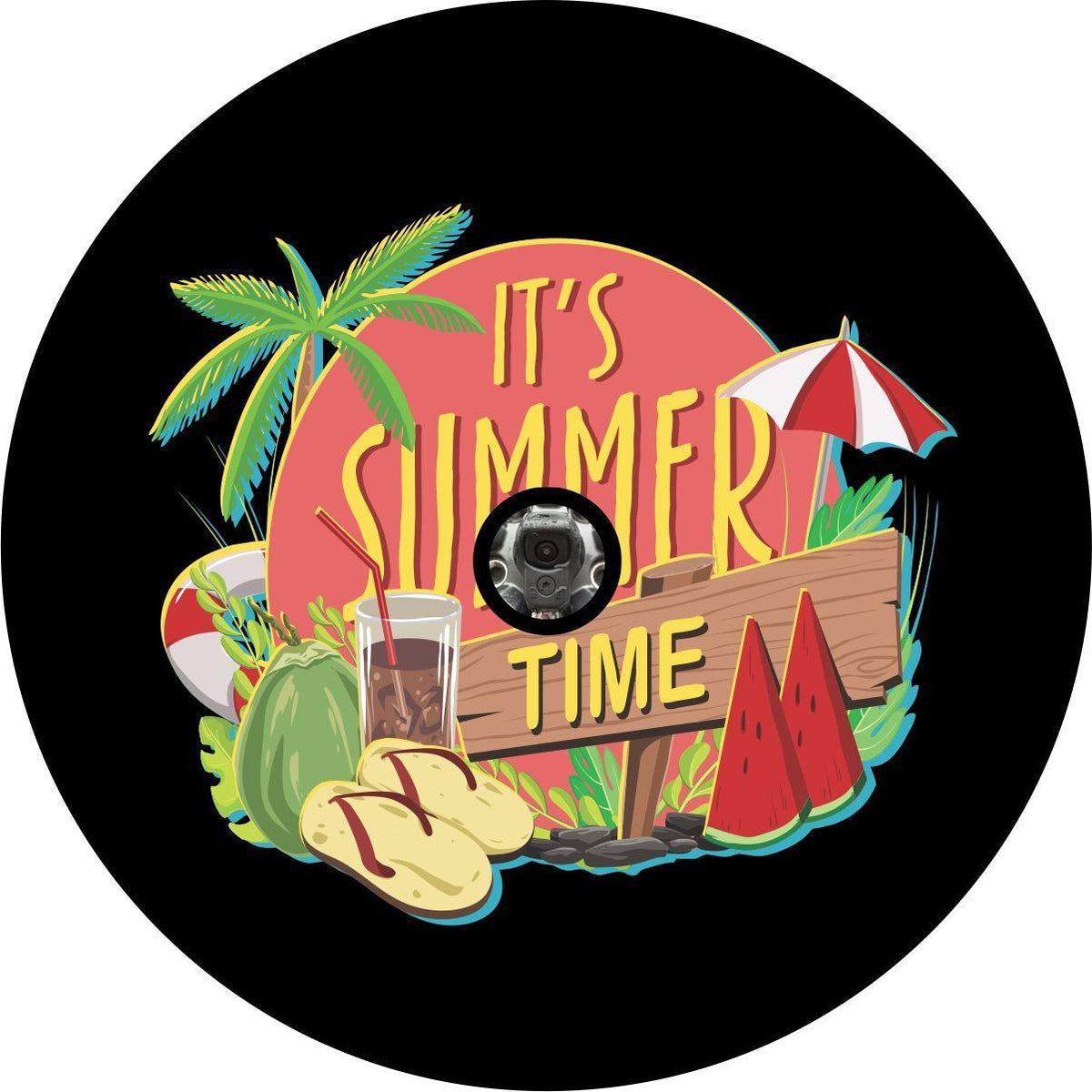It's Summer Time Vibes Spare Tire Cover for Jeep, RV, Camper, Bronco & More-duckduckjeep-offroad-wrangler-gladiator-3d-jeep duck-custom duck-Jeep-The Quacktory-Fun Jeep Ducks-Ducks4Jeep