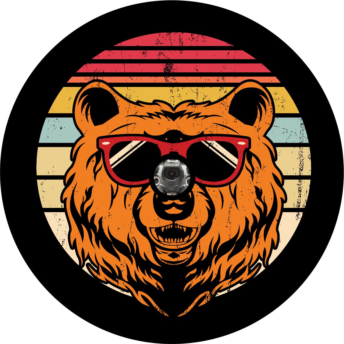 Vintage Bear with Sunglasses - Spare Tire Cover for Bronco, Jeep, RV, Campers, Trailers, & More