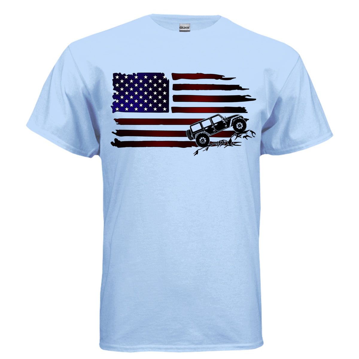 Jeep Flag Shirt-duckduckjeep-offroad-wrangler-gladiator-3d-jeep duck-custom duck-Jeep-The Quacktory-Fun Jeep Ducks-Ducks4Jeep