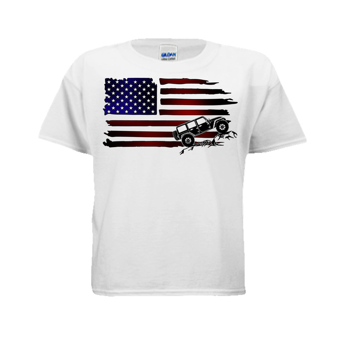Jeep Flag Shirt - Kids-duckduckjeep-offroad-wrangler-gladiator-3d-jeep duck-custom duck-Jeep-The Quacktory-Fun Jeep Ducks-Ducks4Jeep
