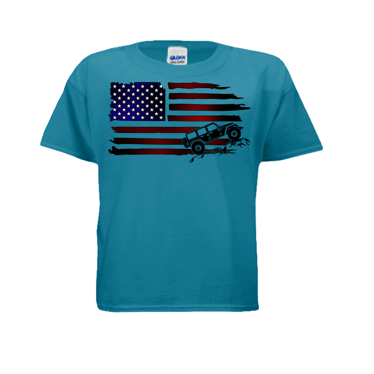 Jeep Flag Shirt - Kids-duckduckjeep-offroad-wrangler-gladiator-3d-jeep duck-custom duck-Jeep-The Quacktory-Fun Jeep Ducks-Ducks4Jeep
