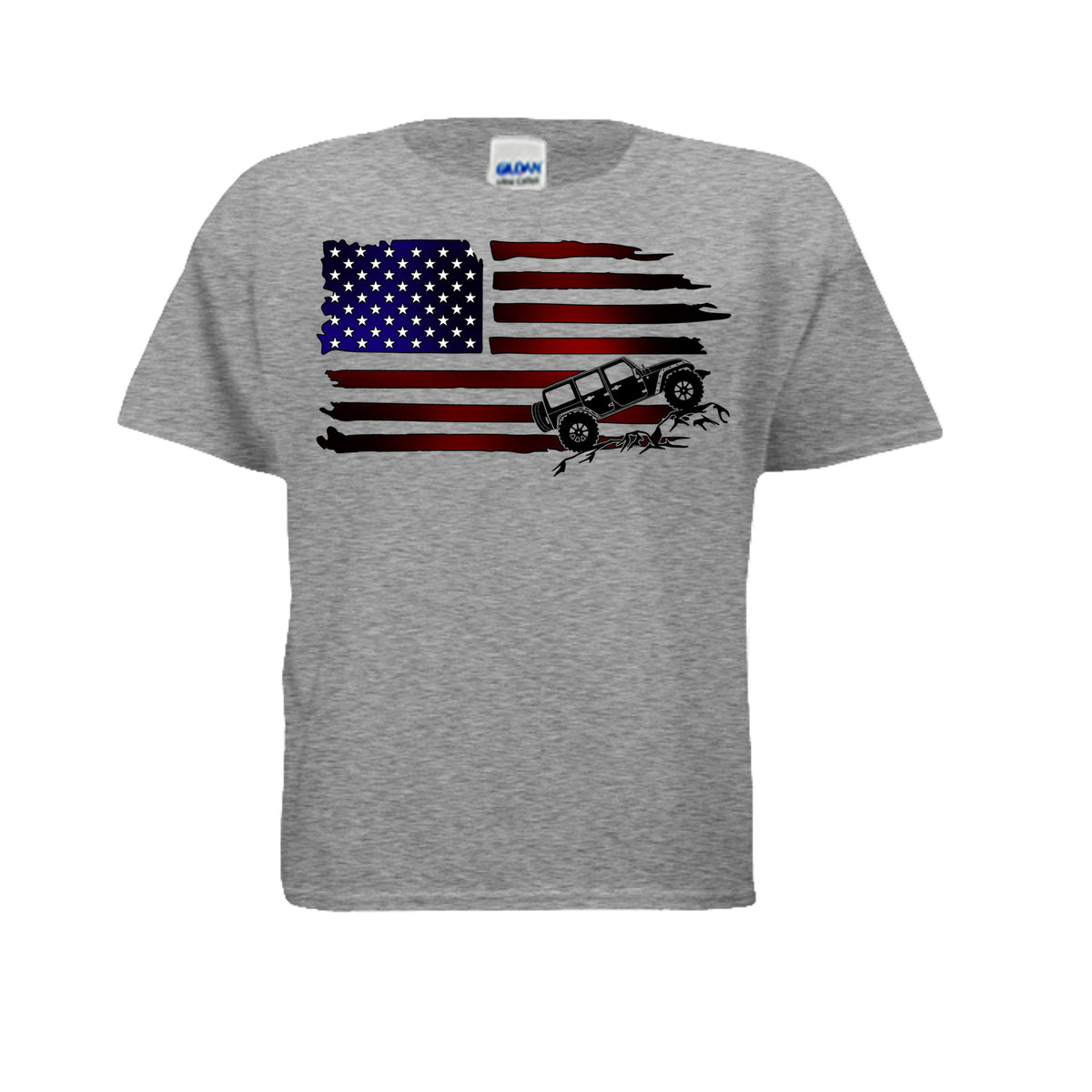 Jeep Flag Shirt - Kids-duckduckjeep-offroad-wrangler-gladiator-3d-jeep duck-custom duck-Jeep-The Quacktory-Fun Jeep Ducks-Ducks4Jeep
