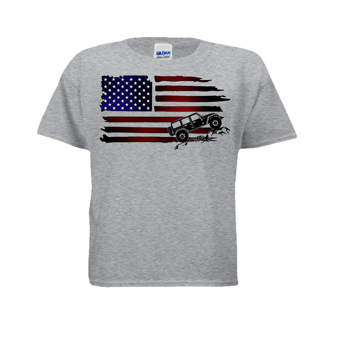 Jeep Flag Shirt - Kids-duckduckjeep-offroad-wrangler-gladiator-3d-jeep duck-custom duck-Jeep-The Quacktory-Fun Jeep Ducks-Ducks4Jeep