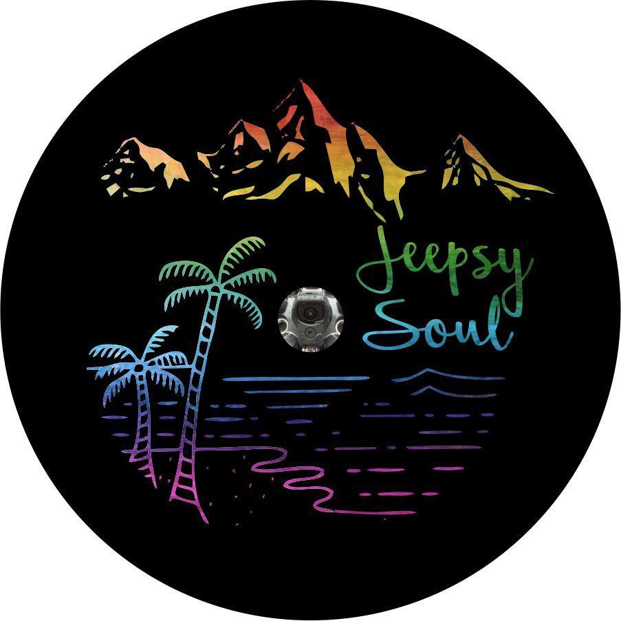 Jeepsy Soul Tropical Mountains Rainbow Spare Tire Cover for Jeep-duckduckjeep-offroad-wrangler-gladiator-3d-jeep duck-custom duck-Jeep-The Quacktory-Fun Jeep Ducks-Ducks4Jeep