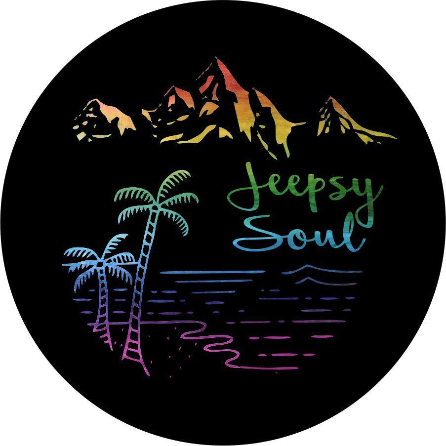 Jeepsy Soul Tropical Mountains Rainbow Spare Tire Cover for Jeep-duckduckjeep-offroad-wrangler-gladiator-3d-jeep duck-custom duck-Jeep-The Quacktory-Fun Jeep Ducks-Ducks4Jeep