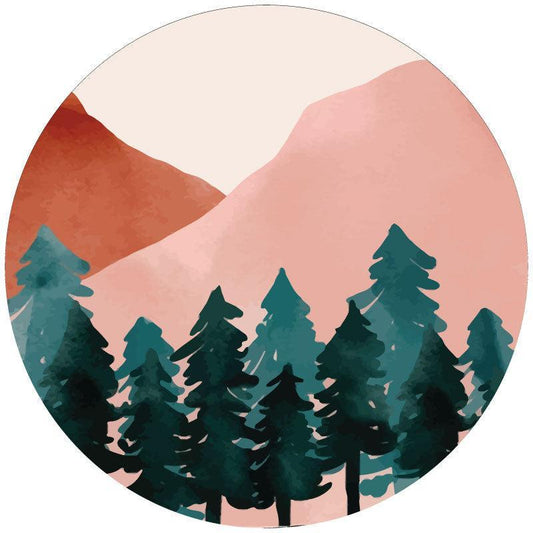 Jewel Tone Watercolor Mountain & Forest Landscape Spare Tire Cover - RV, Camper, Jeep, Broncos-duckduckjeep-offroad-wrangler-gladiator-3d-jeep duck-custom duck-Jeep-The Quacktory-Fun Jeep Ducks-Ducks4Jeep