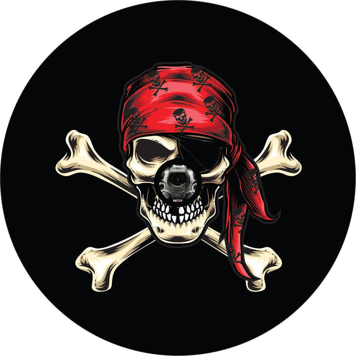 Jolly Roger Skull & Cross Bones Pirate Spare Tire Cover-duckduckjeep-offroad-wrangler-gladiator-3d-jeep duck-custom duck-Jeep-The Quacktory-Fun Jeep Ducks-Ducks4Jeep