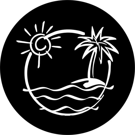Just Beachin' - Cute Beach Scene Spare Tire Cover (ANY COLOR)-duckduckjeep-offroad-wrangler-gladiator-3d-jeep duck-custom duck-Jeep-The Quacktory-Fun Jeep Ducks-Ducks4Jeep